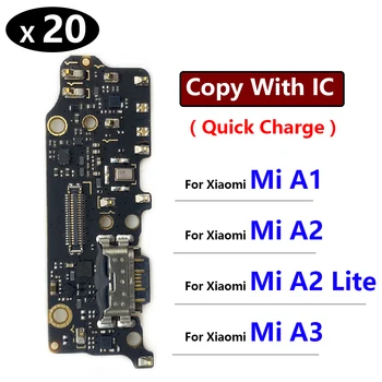 20Pcs/Lote, Novo Micro USB Carregador Porta de Carregamento Dock Conector de Microfone da Placa do cabo do Cabo flexível Para o Xiaomi Mi A1 A3 A2 Lite 5X 6X