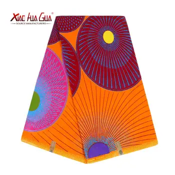 Tecido africano Batik Impressão Ancara Laranja Vibrante de Algodão Macio XiaoHua Marca do Vestido da Dama de honra de Costura Diário de Namoro Roupas 24FS1094