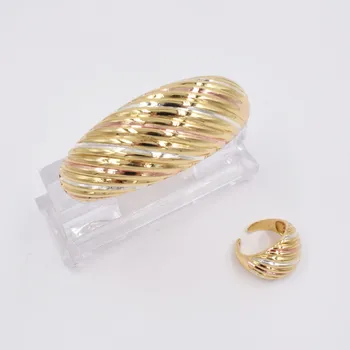 NOVO de Alta Qualidade Ltaly Ouro 750 3 cor da Jóia Para a Mulher africana perla o Bracelete da forma de ANEL judeu