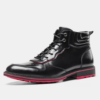Britânico Mens Preto Casual Sapatos de Alta Top Designer de Moda Respirável Masculino Lazer Zapatos Laço na Rua Calçado US8-12 ERRFC