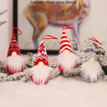 Do brinquedo do natal decoração de malha de lã floresta homem boneca pequena charme sem rosto de boneca de decoração de árvore de Natal pingente Papai Noel