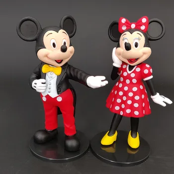 Dos desenhos animados de Disney de Casamento branco Rato de Minnie do Mickey de Figuras de Brinquedo decoração do bolo de Acção para as crianças de presente