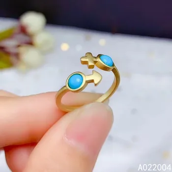 KJJEAXCMY fina prata esterlina da jóia 925 embutidos natural azul Turquesa Fêmea nova anel de Apoio popular de Detecção de