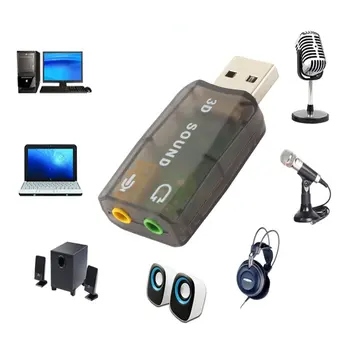 Externo USB Placa de Som Placa de Áudio 5.1 virtual 3D USB de 3,5 mm microfone alto-Falante fone de ouvido Interface Para PC Laptop Adaptador