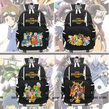 Novo Unisex Do Anime Digimon Mochila Mochila Preta Packsack Escola Otaku Sacos