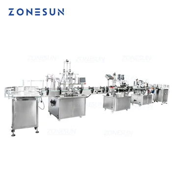 ZONESUN ZS-FAL180R5 Automático de Enchimento de Nivelamento E Máquina de Rotulagem da Garrafa Redonda Líquido, Shampoo Perfume Processador de Alimentos Gel