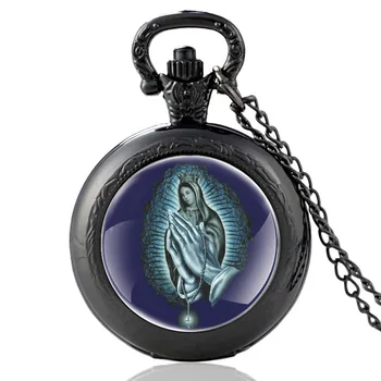 Virgem Maria, Mãe De Teste Padrão Do Vintage De Quartzo Relógio De Bolso Homens Mulheres Charme Pingente De Colar Horas Relógio Presentes
