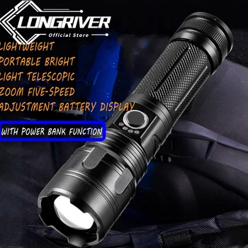 Novo XHP50 Liga de Alumínio Telescópica com Zoom Lanterna LED Tipo-c Recarregável Luz Forte de Longo alcance de Carregamento do Tesouro Lanterna