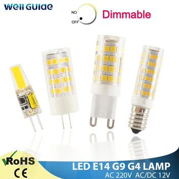 10Pcs LED G4 G9 Lâmpada do Diodo emissor de Luz E14 Lâmpada LED 7W 9W 10W, 12W 220V AC12V COB SMD 2835 LED Dimmable Cerâmica Substituir a Lâmpada do halogênio
