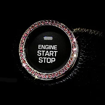 Carro-tecla de início, chave de ignição diamante do cristal de rocha anel de decoração para a Volvo xc90/xc60/2016 s40 s60 s80 v70 V40 v50 V60 xc70