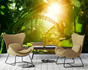Beibehang 3D papel de parede de sol verde floresta de folha de bananeira PLANO de fundo de parede de sala de estar, quarto de fundo murais papel de parede