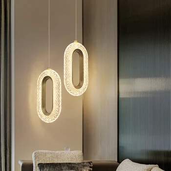 Nordic Pingente Oval de Luz de Lâmpadas de Cristal para Sala, Quarto, Cozinha Pendurado Led Lâmpada Interior de Decoração de Casa de Led de Brilho, Luzes