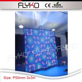 3x3m tamanho padrão P50mm de pixel led cortina para o fundo de fase para a decoração do casamento