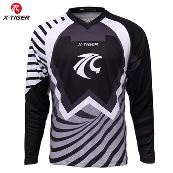 X-Tigre Marca de Downhill, Camisa Camisetas de Corrida de Motocross Esportes de Desgaste 100% Poliéster Ciclismo Camisas de Manga Longa Bicicleta de DH Camisa