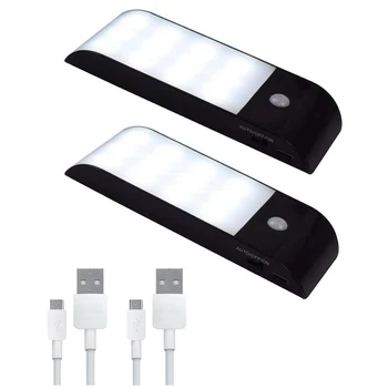 2Pcs 12 LED Recarregável USB de Movimento de Pir Sensor de Indução Closet Lâmpada Luz da Noite