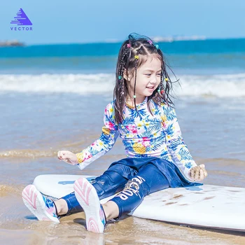 Moda infantil Novo Maiô Terno de Meninas de Esportes de Água Protetor solar Dividido em Duas peças de Natação Mergulho Surf Terno UPF 50+ 2022