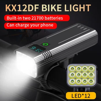 12*LED 10000mAh Ultra Brilhante Luz de Bicicleta USB Recarregável do DIODO emissor de Bicicleta Faróis IPX5 Impermeável Moto Lanterna do banco do Poder