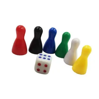 34x Conjunto de Plástico Peças de Xadrez Peões de Substituição Pessoas de Figuras Figuras ( Inclusive), Vermelho/Preto/Azul/Verde/Branco/Amarelo