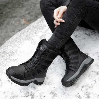 Ankle Boots para as Mulheres Sapatos de Inverno 2021 Moda as Mulheres se Manter Aquecido Impermeável Botas de Neve de Senhoras Lace-up Plus Tamanho 42 Botas Mulheres