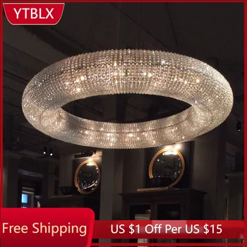 Cristal de luxo Sala de estar Lustre Anel de LED Moderno Hotel de Engenharia de Luz Decorativa Nórdicos Simples Lâmpada