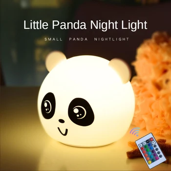 Led Bonito dos desenhos animados de Silicone Panda Lâmpada USB Sensor de Toque Colorido Quarto de Luz de Cabeceira a Luz da Noite para Crianças