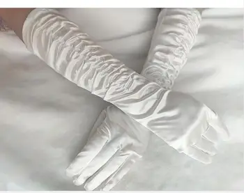Eblow Comprimento de Cetim Elegante para a Noiva de Casamento Nupcial Luvas de Mulheres Dedo Completo gants Mariage luvas de noiva