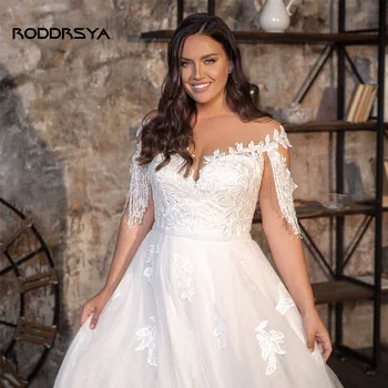RODDRSYA Borla Boho Vestido de Noiva Para Mulheres 2023 Querida Mangas até Apliques Elegante Vestidos de Noiva Com Botão Personalizado Feito