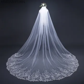 Acessórios do casamento 2022 Branco Véu de Noiva de Renda Borda véu de noiva 2022 Sexy véu de noiva, com pente de Casamento véu catedral
