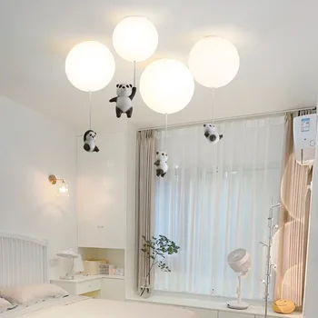 Nordic Criativo Panda Quarto LED Lâmpada de Teto Sala de estar de Crianças e Animais dos desenhos animados de Arte Única dispositivo elétrico de Iluminação Decorativa