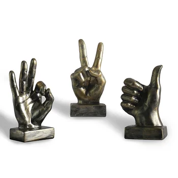 Realistas Figuras Retro Gesto de Dedo em Miniatura Decoração Sim Polegares para Cima Triunfo Gesto para o Presente Tabela Ornamentos Acessórios