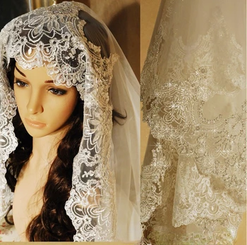 Renda Renda De Lantejoulas Longo De 3 M Rejeito Véu De Noiva, Vestido De Noiva Acessórios De Fotografia Véu Branco