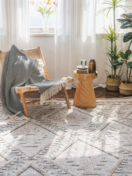 Marrocos Bege Tapete Geométrico Sala de estar, Tapetes para Quarto Japonês de Cabeceira Cobertor Grosso Nórdicos Área de Tapetes para Vestiário Casa