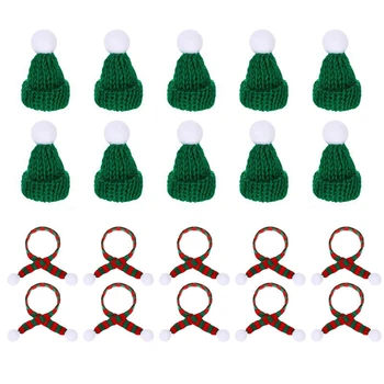 20Pcs Para MINI-Chapéus de Papai noel de Natal Lenço Para MINI gorro de Lã Pequeno Lenço de Boneca Decoração