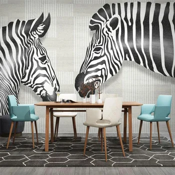 Nordic Moderno Zebra Geométricas Linha de papel de Parede Personalizado de Decoração Mural do Quarto Decoração de papel de Parede 3D Foto do Papel de Parede