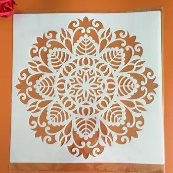 30 * 30cm Mandala DIY Camadas Estênceis Pintura mural de Recados para Colorir Relevo Álbum Decorativas Modelo para paredes de Flores