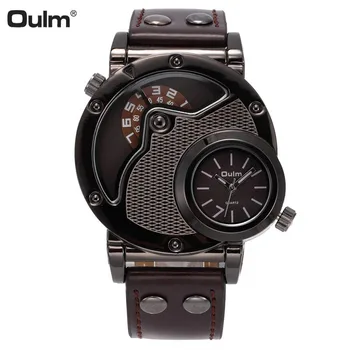 Homem Relógios de Quartzo Oulm Relógio Marca de Topo Luxo Pulseira de Couro Militar do Esporte relógio de Pulso Masculino Relógio relógio masculino