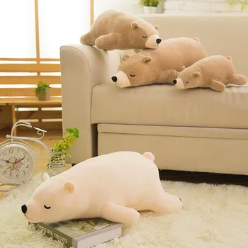 2022 Bonito Urso Polar Brinquedos Urso de Pelúcia Recheado de Brinquedos Longo Travesseiro Decoração de Casa de Presente de Aniversário para Namorada Crianças Amigos