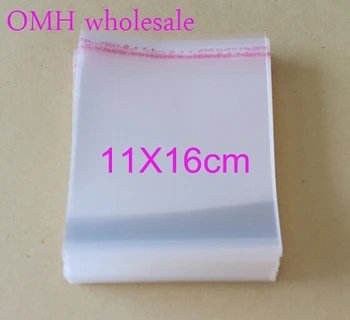 OMH atacado 200pcs 11x16cm OPP etiquetas auto-adesivas transparentes limpar plástico dos PP ensaca para a exibição de Jóias de embalagem PJ369-5