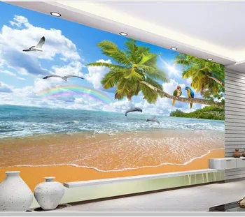 seascape coco papagaio paisagem 3d papel de parede papel de parede,sofá da sala de TV de parede quarto papéis de parede decoração mural