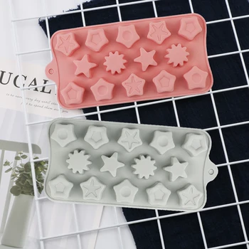 Silicone de Chocolate do Molde molde do Bolo decorar ferramentas de sabão de Cozimento molde Bandeja de Gelo Molde de Estrelas DIY 3D da Non-vara