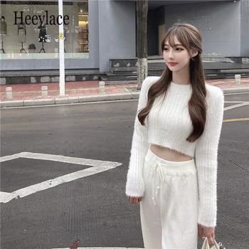 Primavera Mulheres Coreanas Suéter De Malha & Cintura Alta Largura De Perna De Calça De 2021 Calças Outono Casual Terno Conjunto De Streetwear