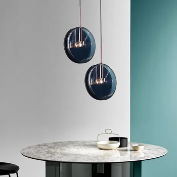 Escandinavos luz Azul de Vidro da lâmpada Nórdicos, Sala de estar, Quarto de Cabeceira cozinha círculo lâmpada Decoração industrial Pingente de luz