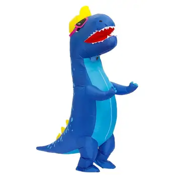 Azul Dinossauro Inflável Trajes Adultos de Halloween Traje Cosplay para o Homem, a Mulher do Partido Função de Jogar T-Rex Mascote Disfraces