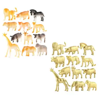 12 Peças de Brinquedos Animais Conjunto de Simulação de Elefante Leão Selvagem Figuras de Animais em Modelo para Crianças Presentes Crianças