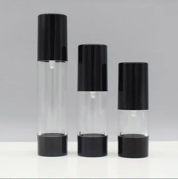 15ml frasco airless redondo preto bomba tampa inferior loção/emulsão/fundação/essência/óleo de toner soro de cuidados com a pele Cosméticos embalagem