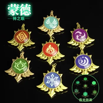 Genuíno Genshin Presentes Anime Figura Jogo de Visão Ornamento Decoratekeychain Brinquedos Sete Elementos Luminosa Crianças Fã Presentes