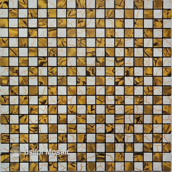 ouro e metal branco mosaico de alumínio, plástico, placa de mosaico de azulejos para o backsplash cozinha decoração de azulejos de 2 metros quadrados por lote