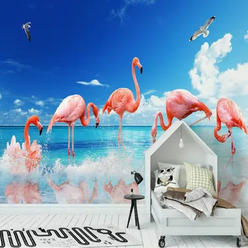 Melhoria Home 3D papel de Parede para parede 3d Decorativo em Vinil ou Papel de Parede Moderno e minimalista flamingo na parede do fundo papéis de parede