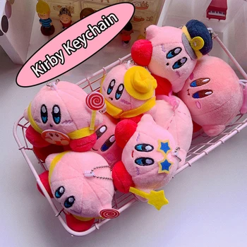 Kawaii Anime Cruz De Vestir Kirby Plushies Chaveiro Cartoon Cor-De-Rosa Estrela Chaveiro Macio Recheado De Brinquedos De Pelúcia Chave Do Carro Cadeia De Acessórios