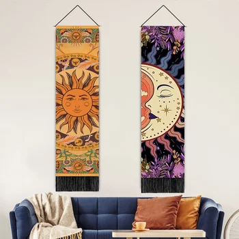 Venda quente de suspensão imagem do Sol e da Lua Mandala impresso pano de fundo do quarto-de-cabeceira pendurar pano de tapeçaria